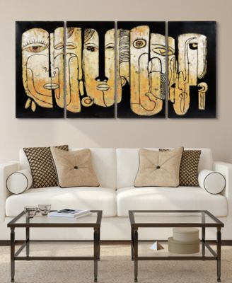 Totem poles Mixed Media Iron Hand Painted Dimensional Wall Art, 32" x 16" x 1.6"