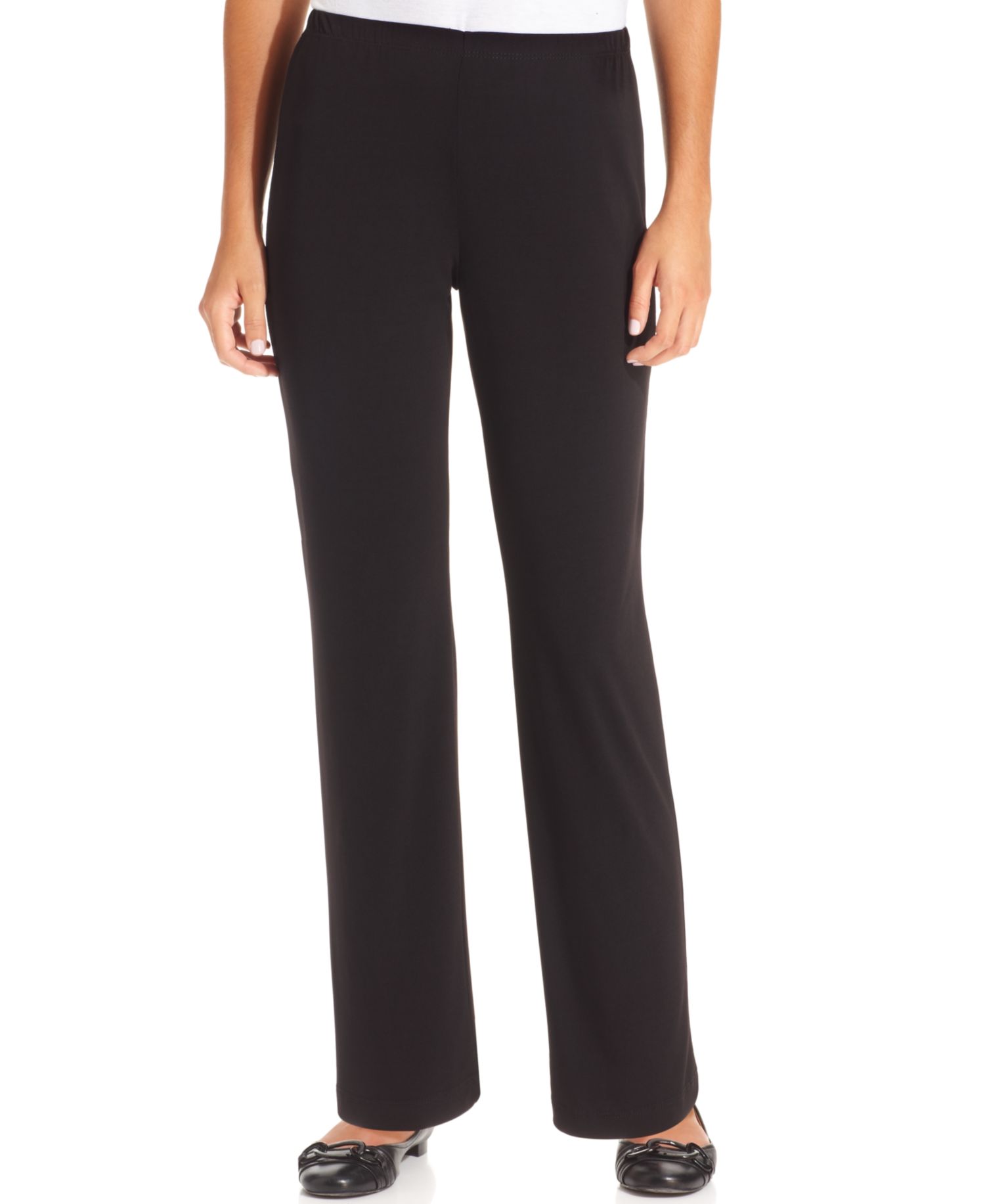 Petite Short Length Pull-On Straight-Leg Pants