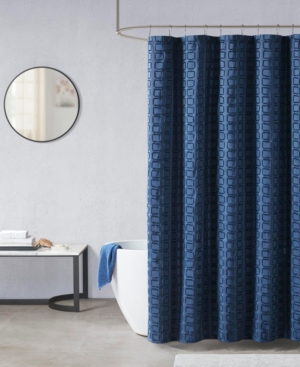 Madison Park Metro Woven Clipped Solid Shower Curtain 72