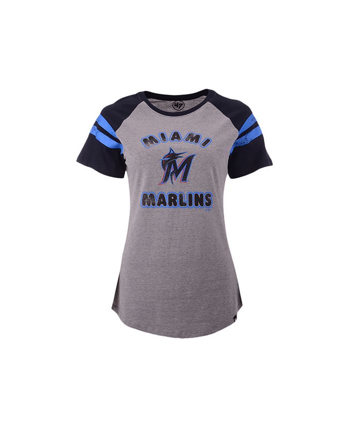 47 Brand Miami Marlins Women's Fly Out Raglan T-shirt - Macy's