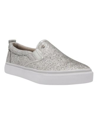 Silver Slip-On Women's Sneakers and 