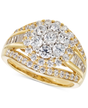 image of Diamond Cluster Triple Row Ring (2 ct. t.w.) in 14k Gold