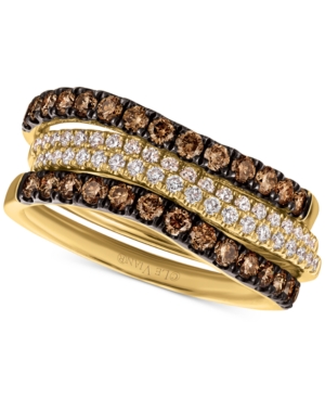image of Le Vian Chocolatier Multi-Row Wavy Statement Ring (7/8 ct. t.w.) in 14k Gold