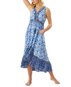 woodblock ruffle bahama tommy swimsuit navy dress
