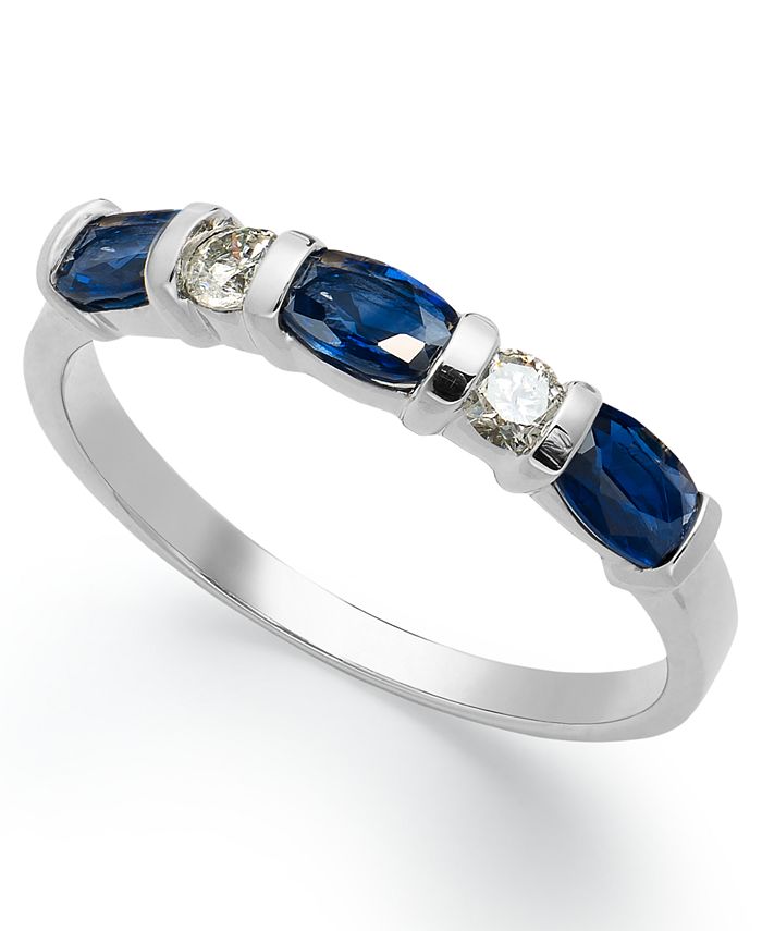 Macy's - 14k White Gold Ring, Sapphire (1 ct. t.w.) and Diamond (1/8 ct. t.w.) Ring