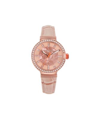 Tommy Bahama - Women's Floral Dial Pink Leather Strap Watch 32mm