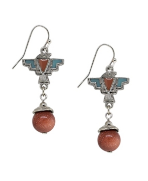 image of T.r.u. by 1928 Pewter Genuine Sandstone Indian Drop Earring