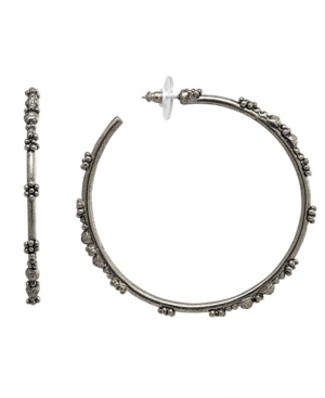 image of T.r.u. by 1928 Pewter Tone Large Floral Hoop Earring