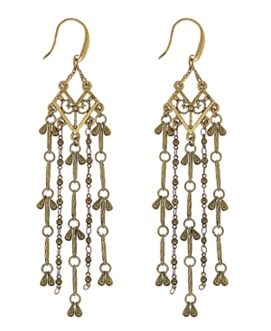 image of T.r.u. by 1928 Matte 14 K Gold Dipped Tassel Linear Earring