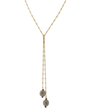 image of T.r.u. by 1928 14 K Gold Dipped Black Diamond Color Crystal Fireball Lariat Necklace