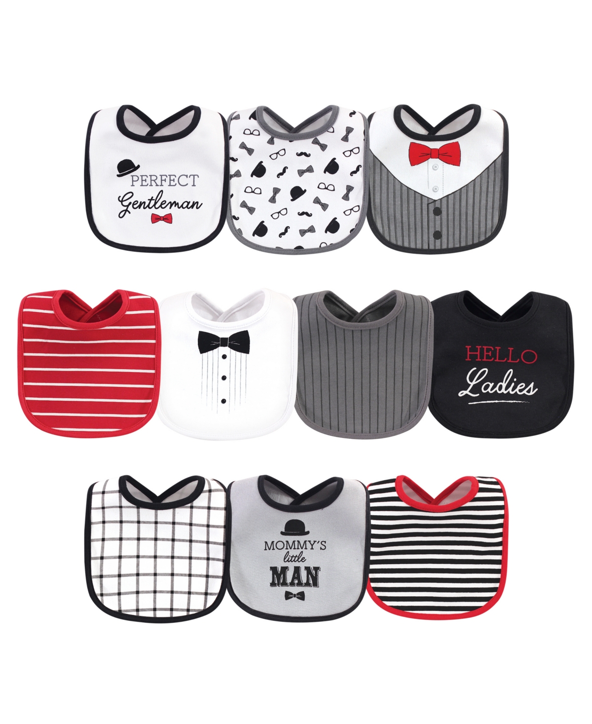 Little Treasure Boys Ten-Pack Absorbent Interlock Bibs - Gentleman