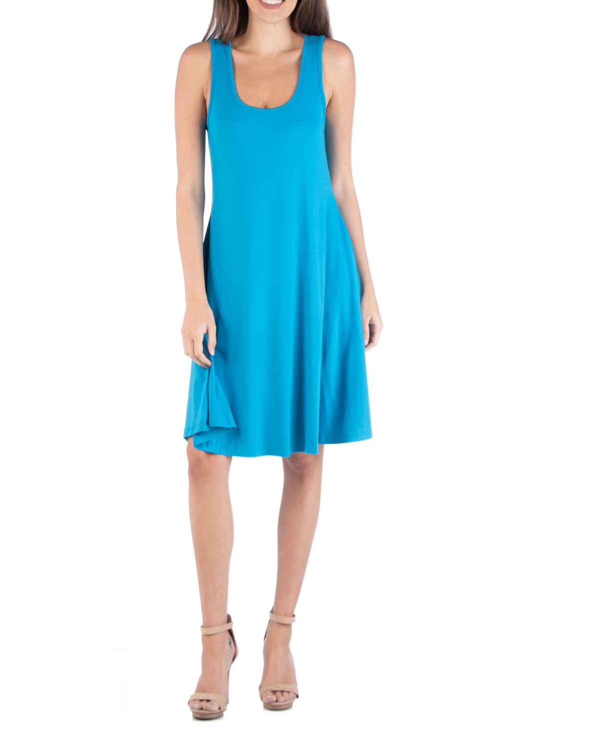 Shop 24seven Comfort Apparel Women's Sleeveless A-line Fit And Flare Skater Dress In Sapphire
