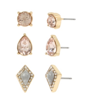 image of Jessica Simpson Mixed Stone Stud Earrings Set