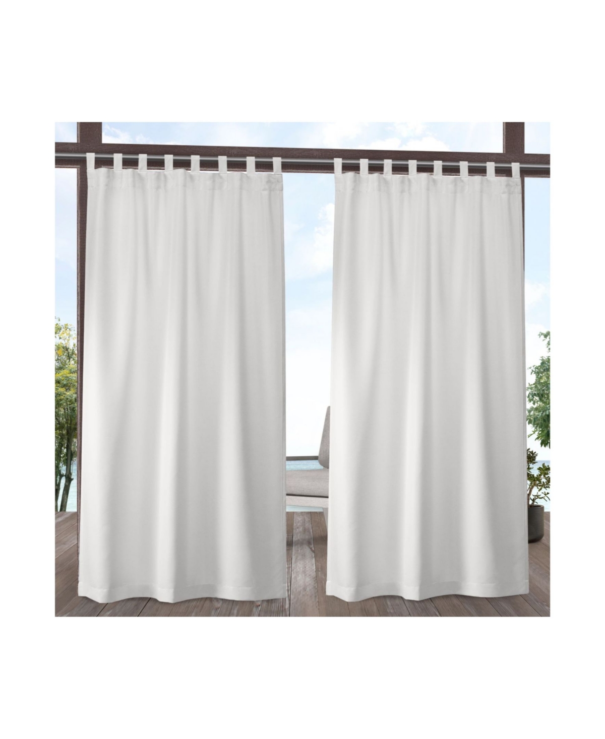 Exclusive Home Curtains Indoor - Outdoor Solid Cabana Tab Top Curtain Panel Pair, 54
