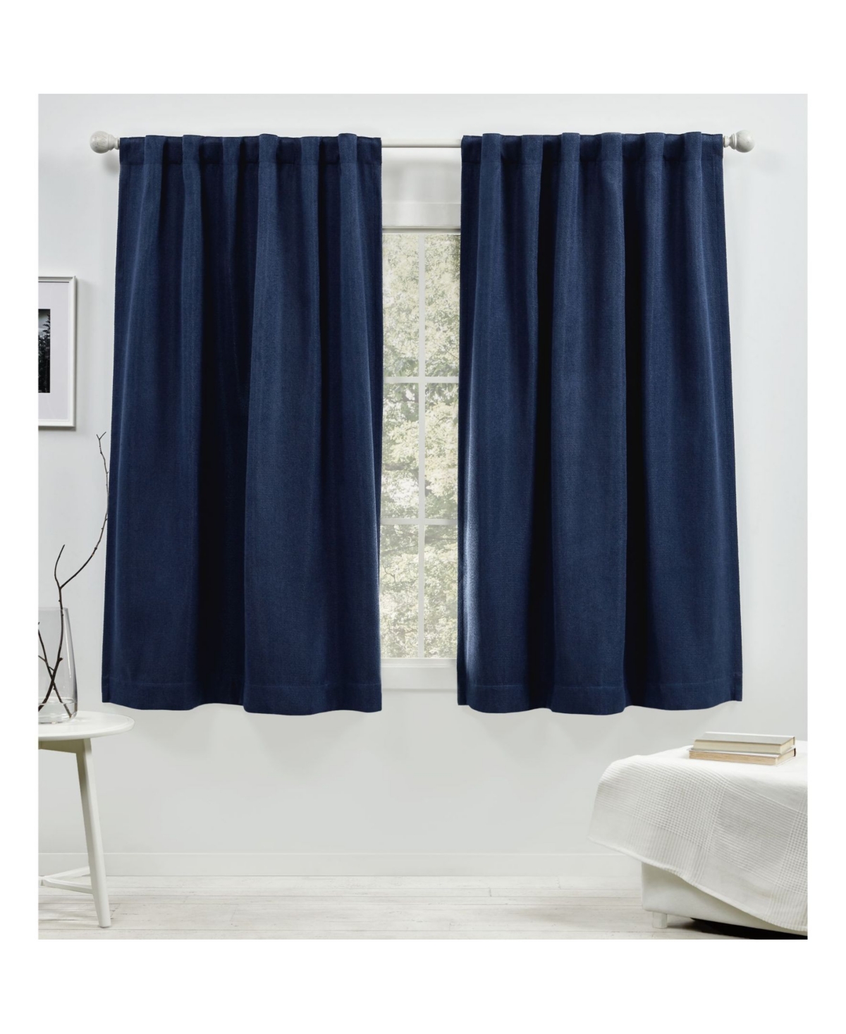 Lauren Ralph Lauren Palisades Room Darkening Back Tab Rod Pocket Curtain Panel, 50" X 63" In Blue