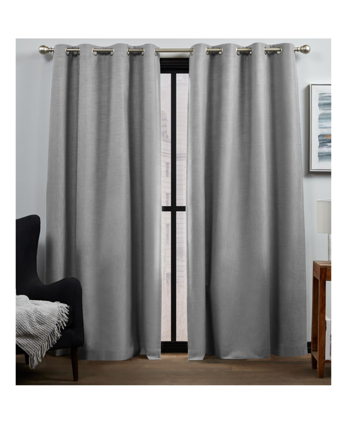Curtains Bensen Blackout Grommet Top Curtain Panel Pair, 52" x 96", Set of 2 - Dark Gray