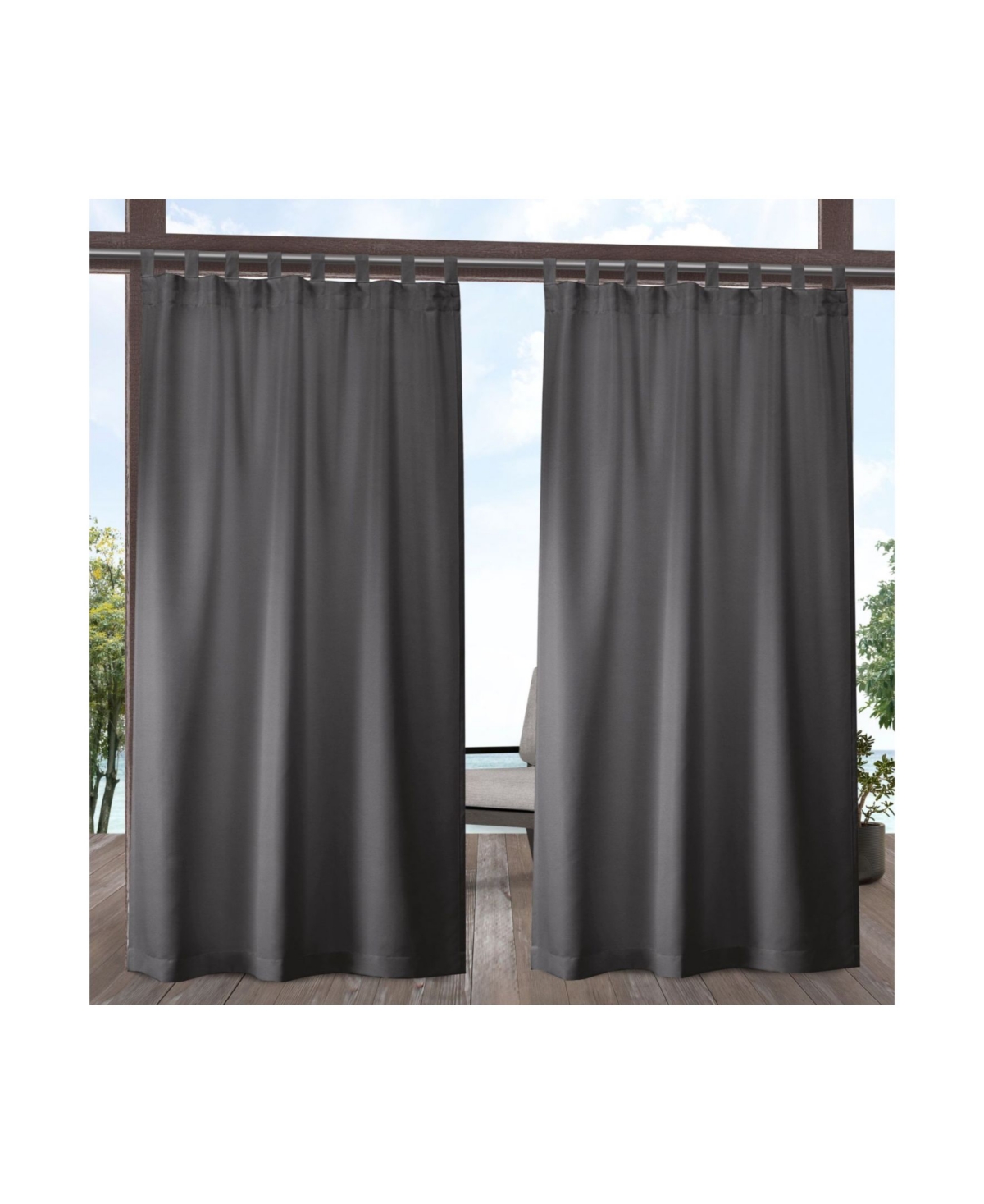 Curtains Indoor - Outdoor Solid Cabana Tab Top Curtain Panel Pair, 54" x 108" - Multi