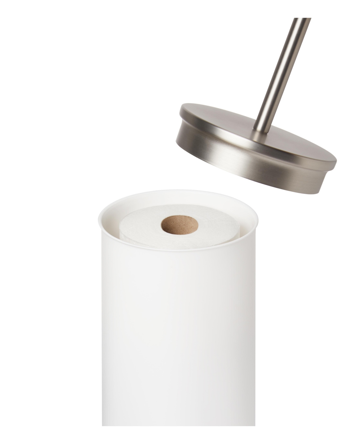 Shop Umbra Portaloo Toilet Paper Holder In White,nickel