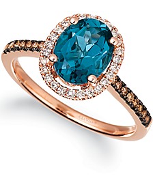 Deep Sea Blue Topaz (2 ct. t.w.) & Diamond (1/4 ct. t.w) Ring in 14k Rose Gold or 14k Yellow Gold (Also in Citrine, Green Quartz, Amethyst & Peridot)