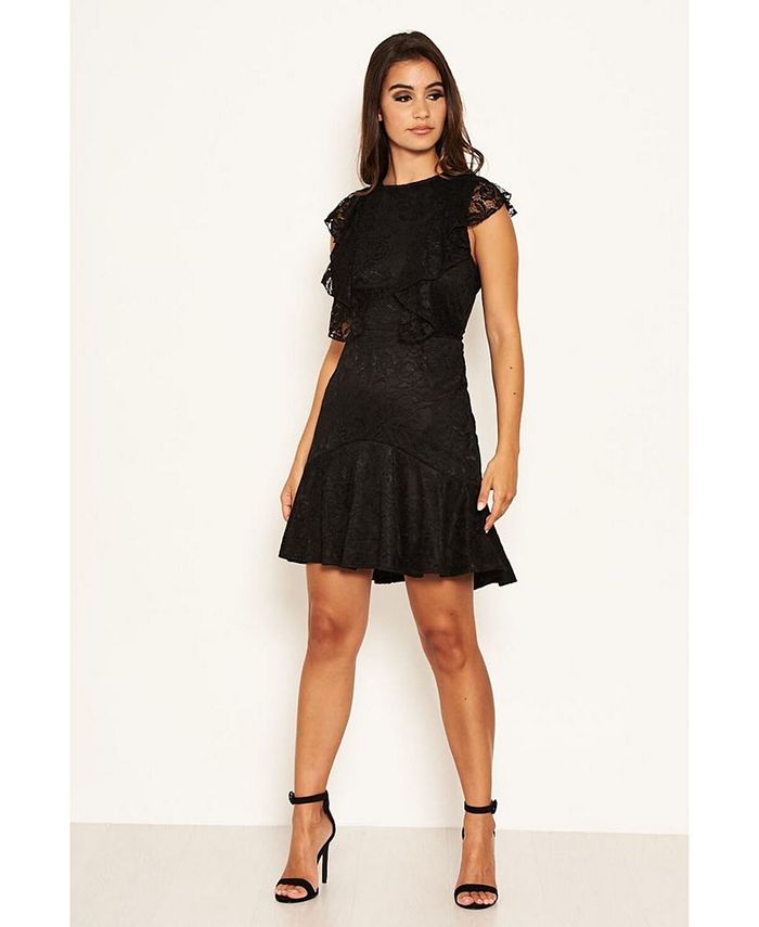 Ax Paris Frill Dress Plum Wrap Over Top Frill Hem Midi Dress  AX Paris US