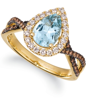 image of Le Vian Sea Blue Aquamarine (1 ct. t.w.) & Diamond (3/8 ct. t.w.) Ring in 14k Gold