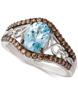 image of Le Vian Sea Blue Aquamarine (9/10 ct. t.w.) & Diamond (3/8 ct. t.w.) Ring in 14k White Gold