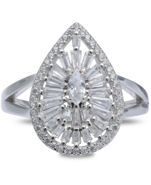 image of Cubic Zirconia Teardrop Statement Ring in Sterling Silver