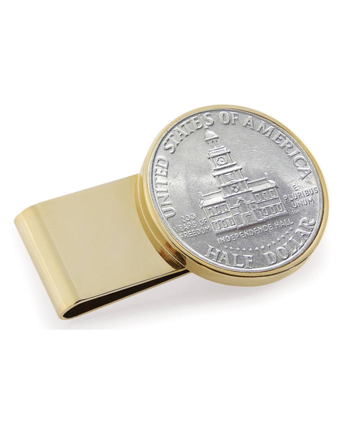 Men's American Coin Treasures Jfk Bicentennial Half Dollar Stainless Steel Coin Money Clip - Gold