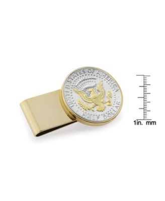Men's Selectively Gold-Layered Presidential Seal JFK Half Dollar Stainless Steel Coin Money Clip