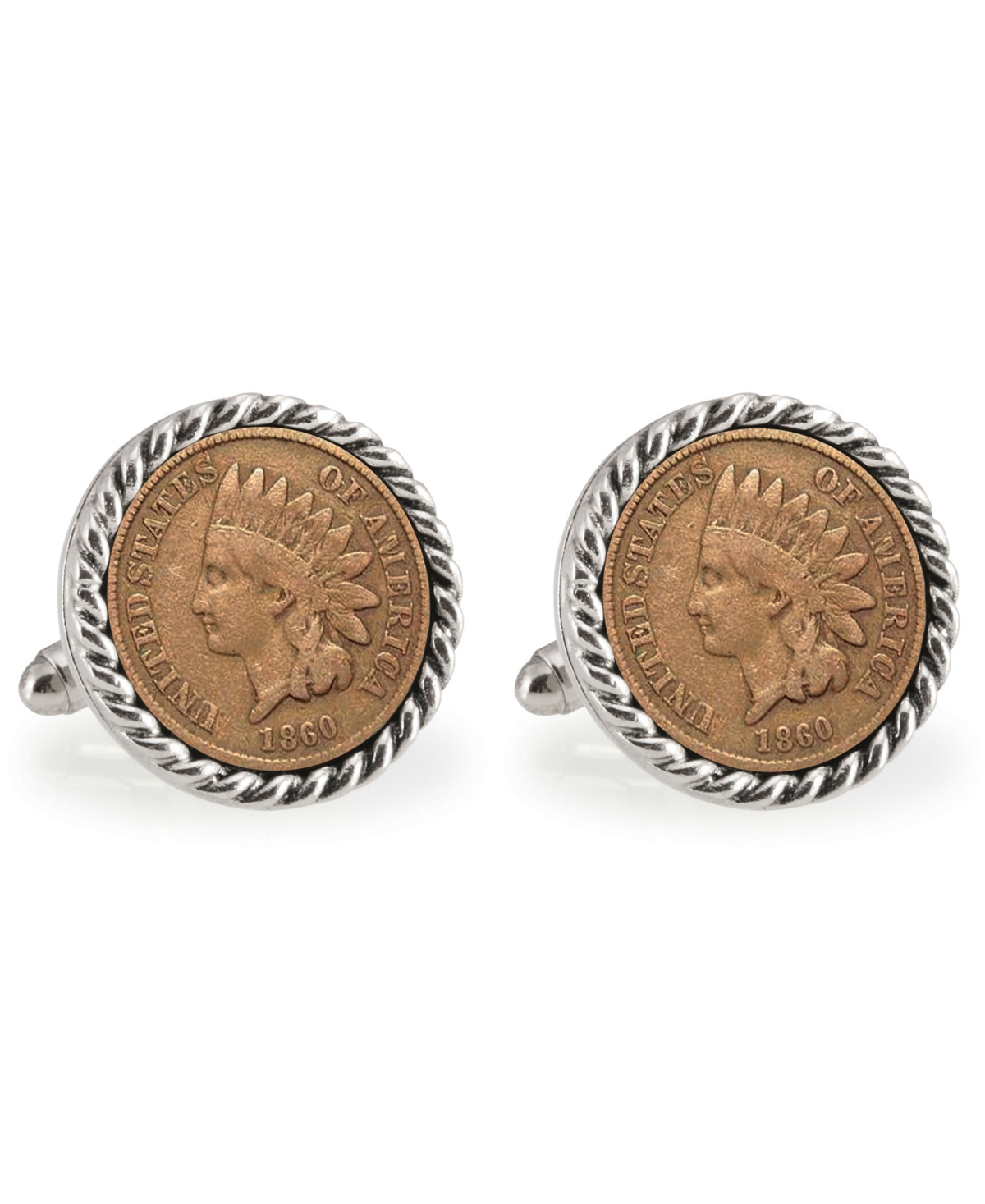 American Coin Treasures Lsu 1860 Rope Bezel Penny Coin Cuff Links