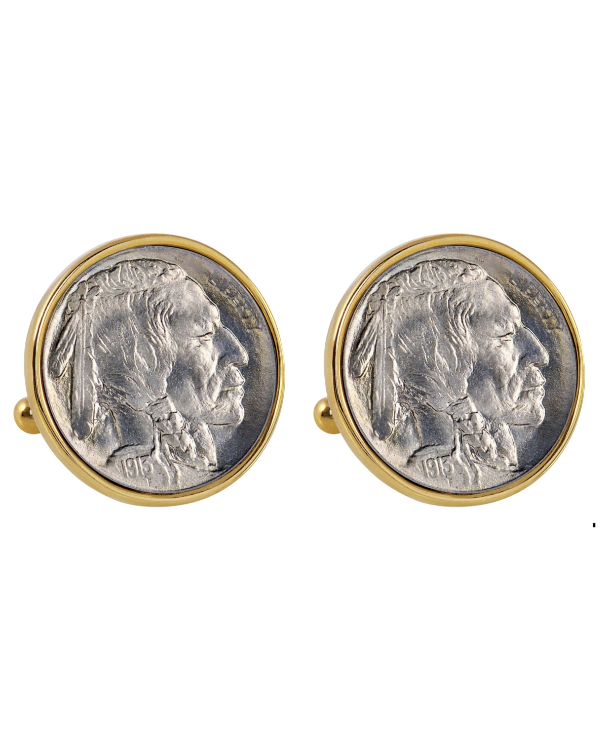 1913 First-Year-Of-Issue Buffalo Nickel Bezel Coin Cuff Links - Gold