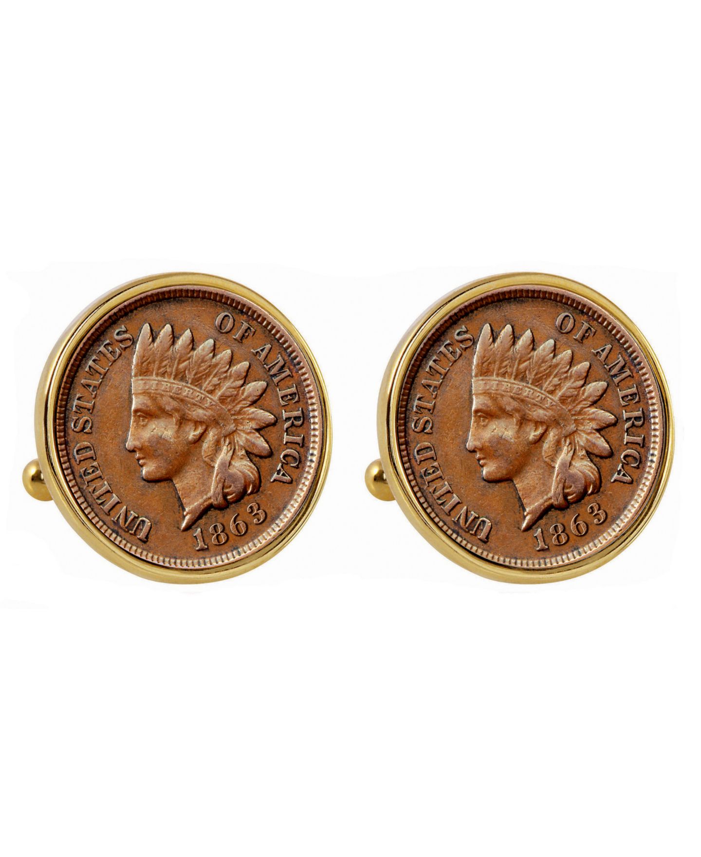 Мужские запонки American Coin Treasures 1800's Indian Penny Bezel Coin Cuff Links — фото 1
