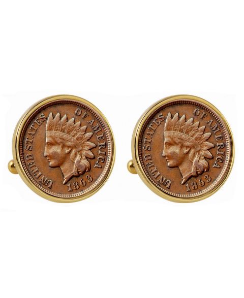 Мужские запонки American Coin Treasures 1800's Indian Penny Bezel Coin Cuff Links