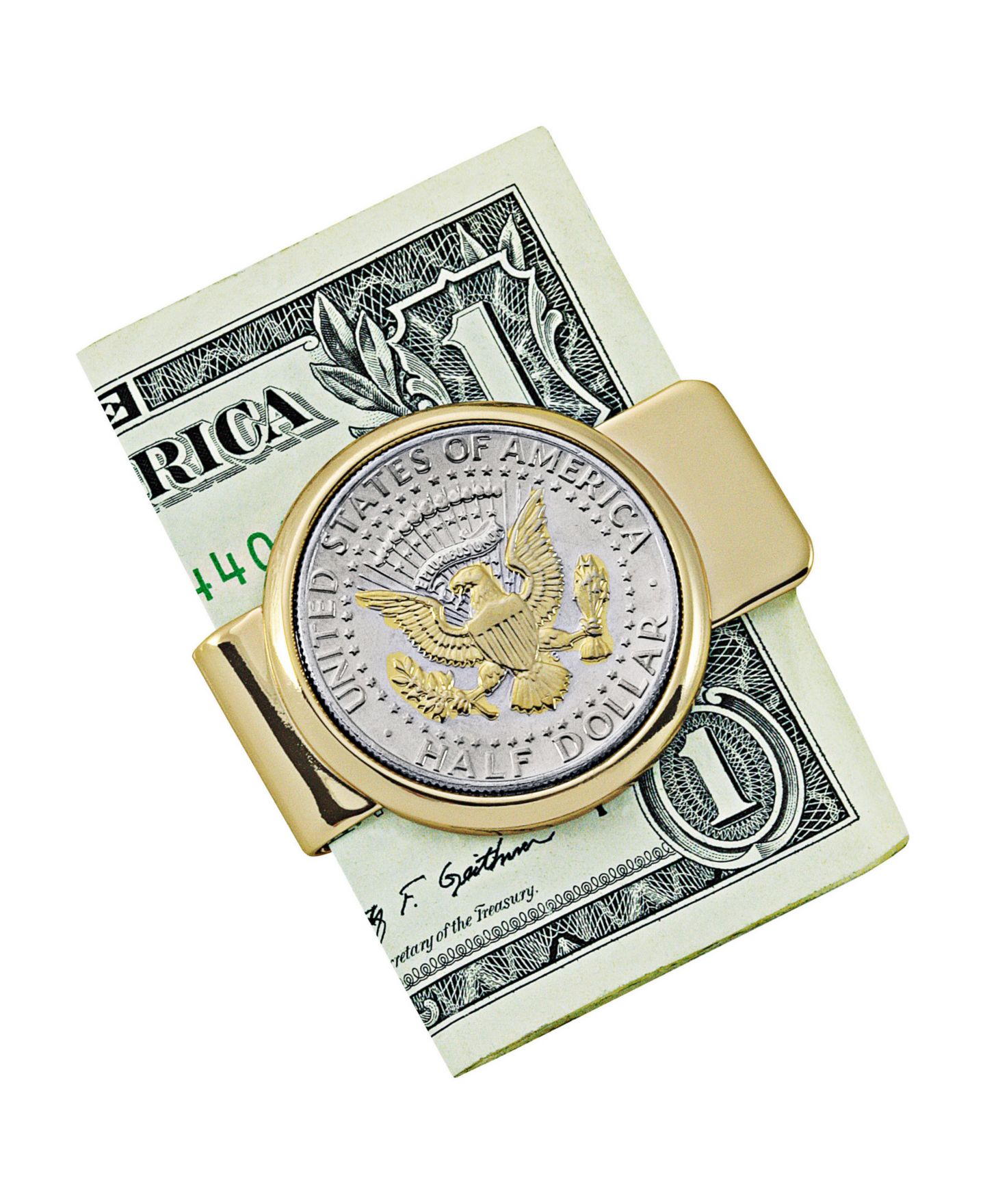Мужской зажим для денег American Coin Treasures Presidential Seal, монета JFK — фото 1