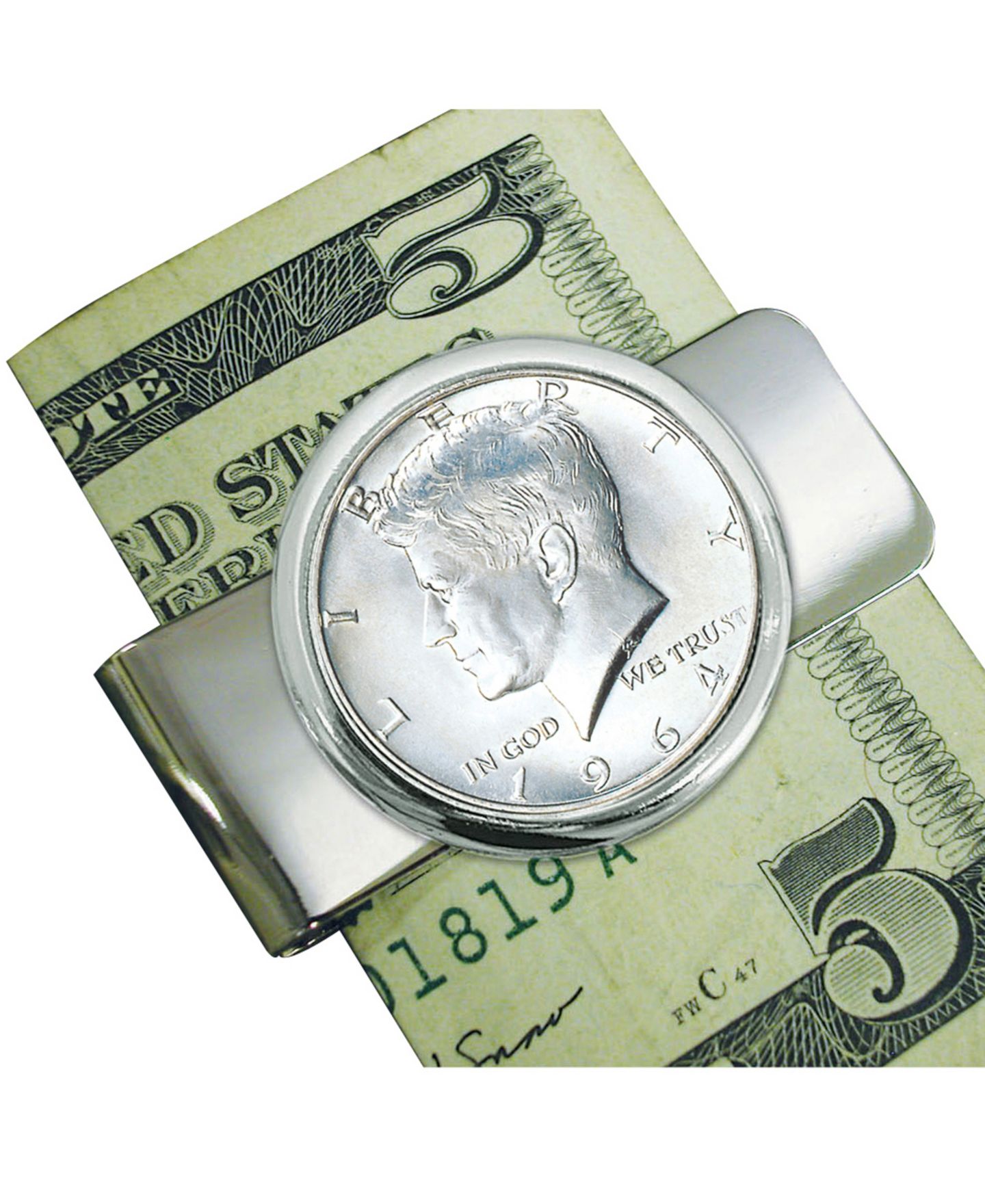 Зажим для денег American Coin Treasures с серебряной монетой JFK Half Dollar 1964 — фото 1