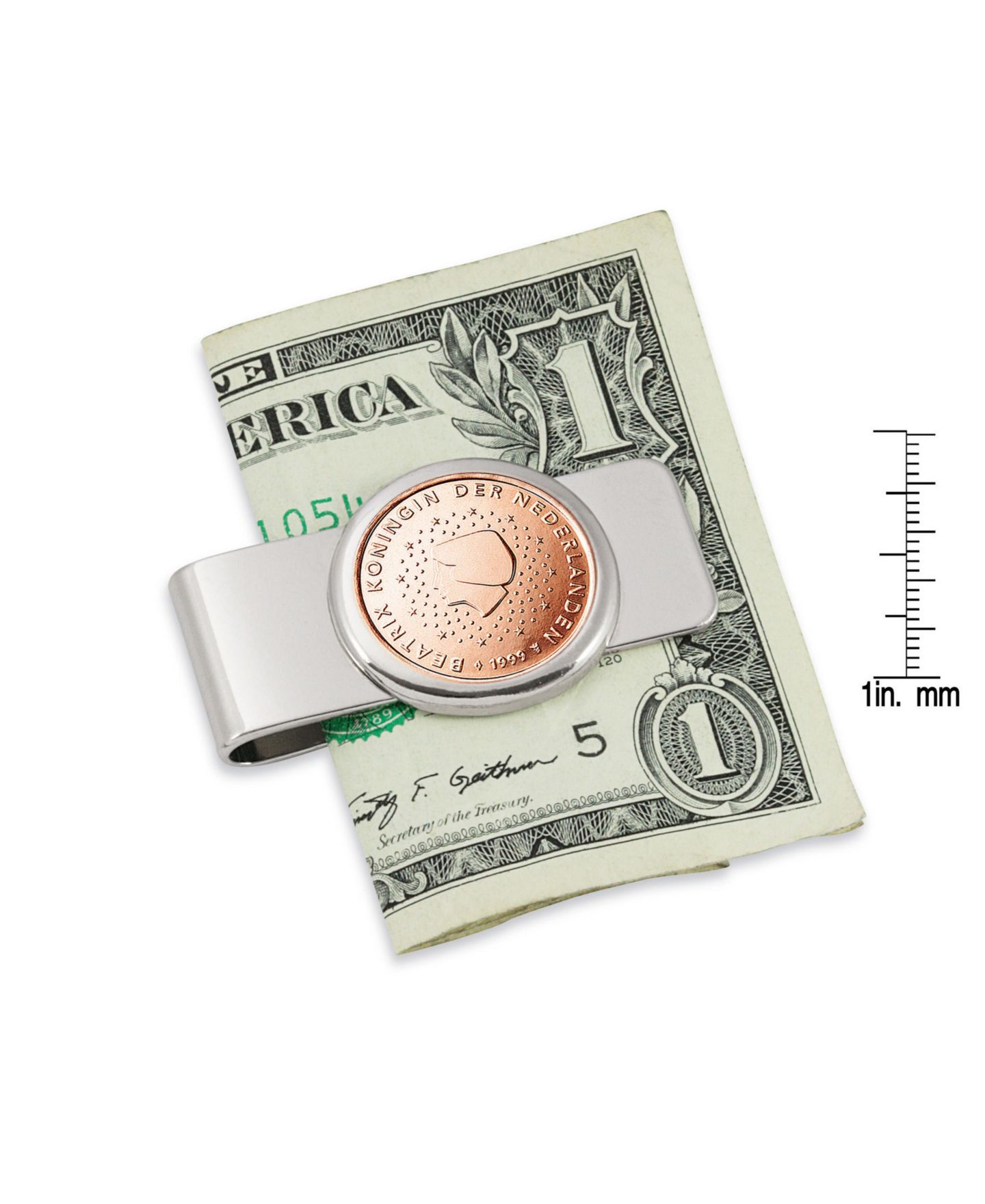 Мужской зажим для денег American Coin Treasures с монетой Netherlands 5 евроцентов — фото 2