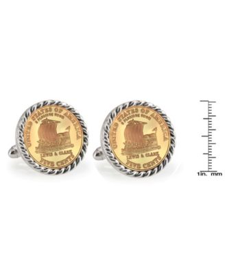 Gold-Layered 2004 Keelboat Rope Bezel Coin Cuff Links