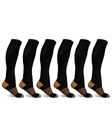 Men's and Women's Copper-Infused High-Energy Compression Socks - 6 Pair
