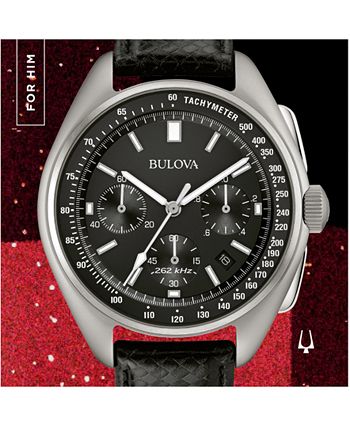Bulova - Men's Special Edition Lunar Pilot Chronograph Black Leather Strap & Nylon Strap Watch 45mm 96B251