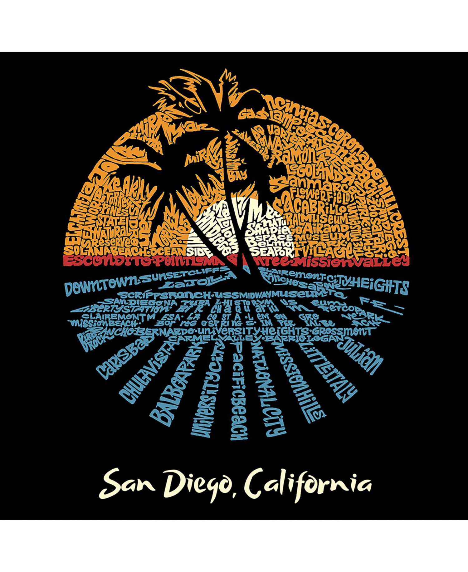 Men's Cities in San Diego Word Art Hooded Sweatshirt