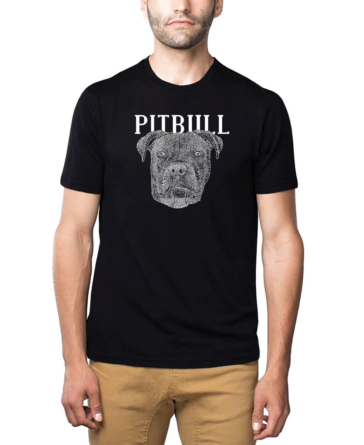 La Pop Art Men's Premium Word Art T-shirt - Pitbull Face
