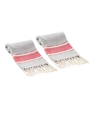 Olive And Linen Terra 2 Piece Hand Or Kitchen Towel Set Bedding In Red
