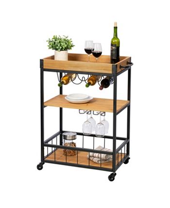 Honey Can Do - Industrial Rolling Bar Cart with Removable Serving Tray