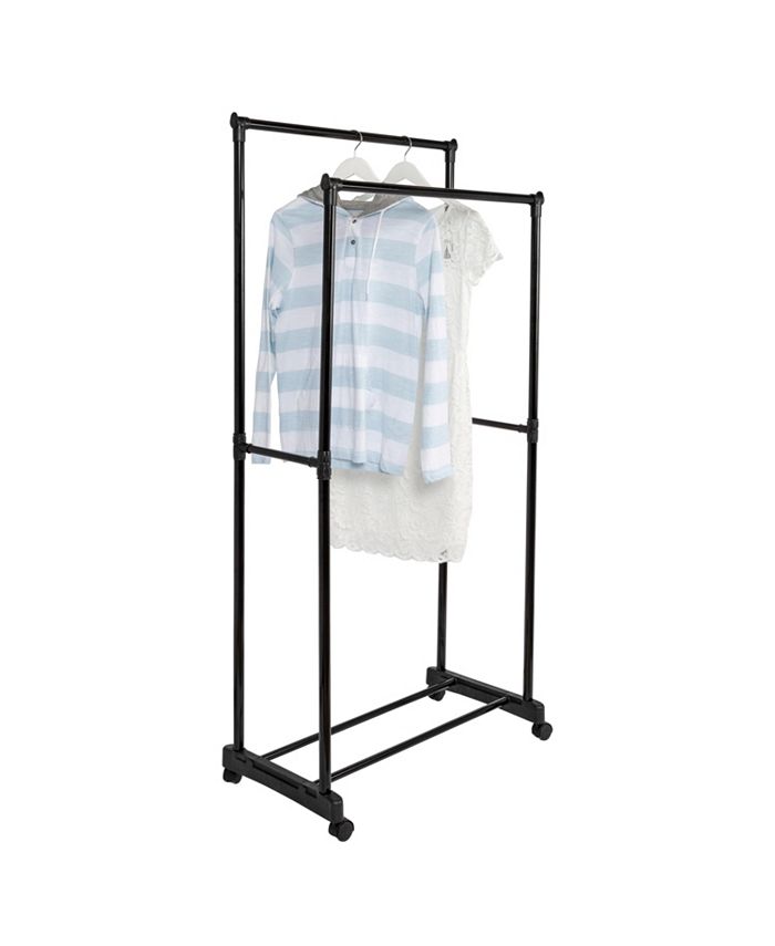 Honey Can Do 62" x 29" Black Rolling Double Bar Garment Rack Macy's