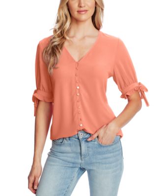 CeCe - Ruffled Tie-Cuff Blouse