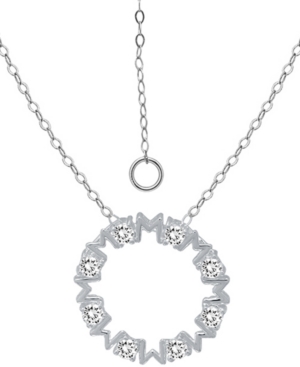Giani Bernini Cubic Zirconia "mom" Circle Pendant Necklace In Sterling Silver, 16" + 2" Extender, Created For Macy