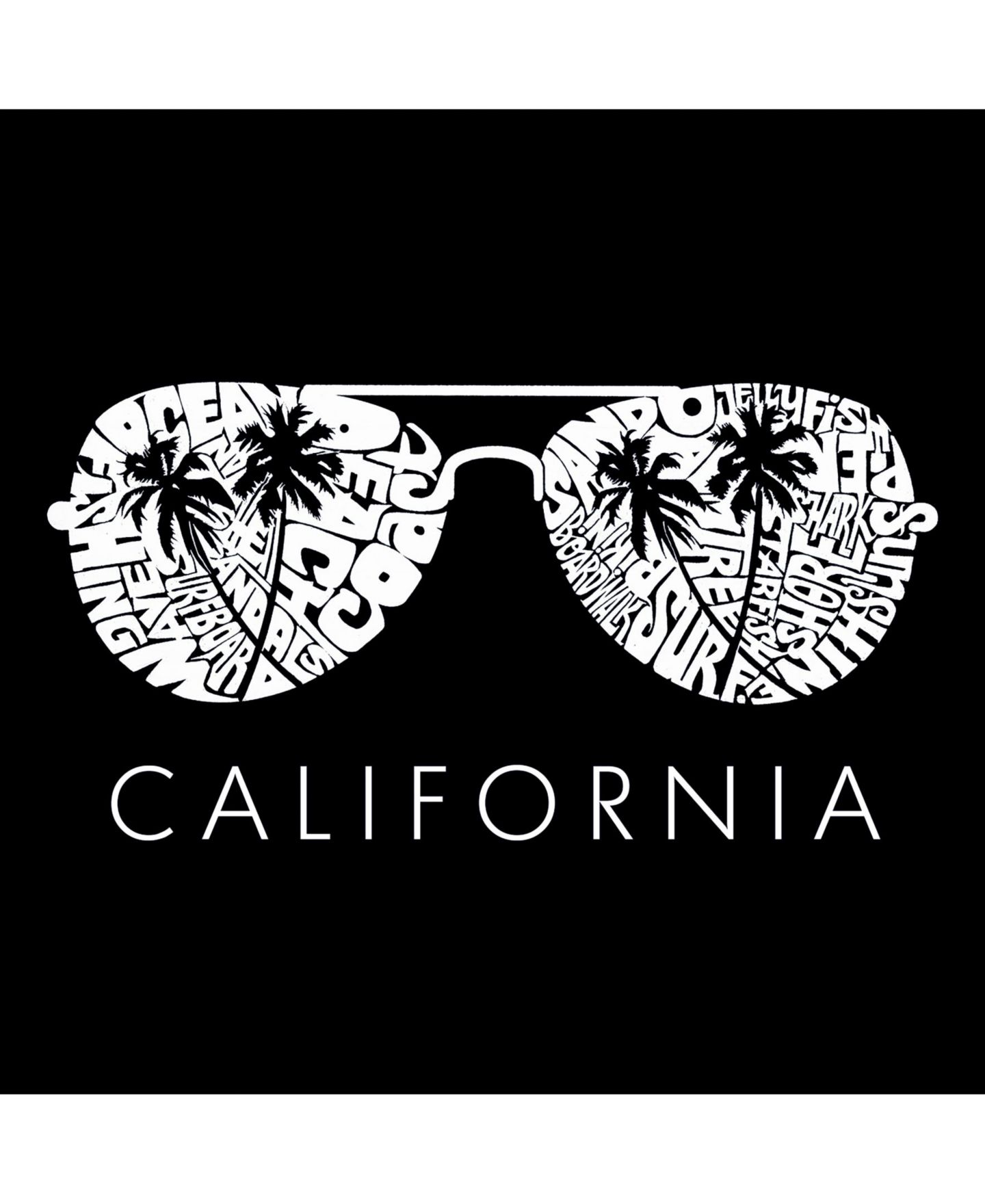 Мужская футболка LA Pop Art Word Art - California Shades, цвет: Чёрный — фото 2