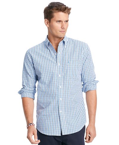 IZOD Big and Tall Long-Sleeve Checked Shirt