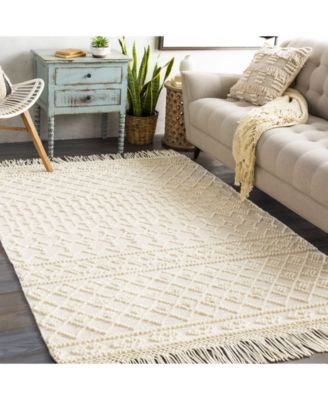 Farmhouse Tassels FTS-2305 White 2'6" x 8' Runner Area Rug