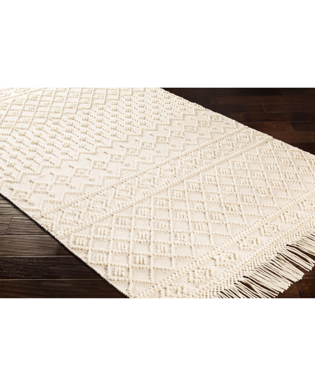 Livabliss Farmhouse Tassels Fts-2305Area Rug - White